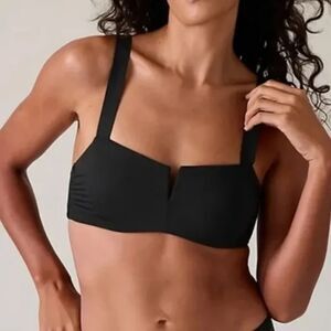 Athleta Square Neck V Bra Cup Bikini Top Black 36B/C Underwire Swimsuit